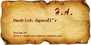 Hedrich Agenór névjegykártya